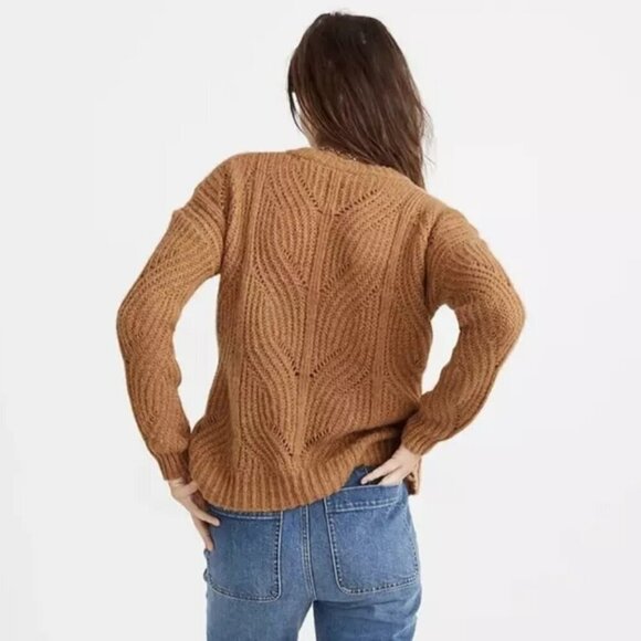 Madewell Charley Pullover Sweater Knit Crop Boxy Fit Heather Honeysuckle Women M - Picture 2 of 15